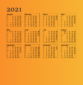 تقویم سال 2021 میلادی