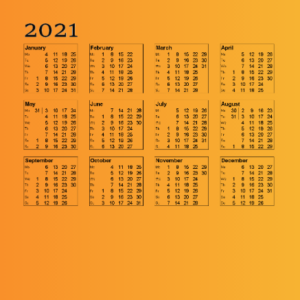 تقویم سال 2021 میلادی